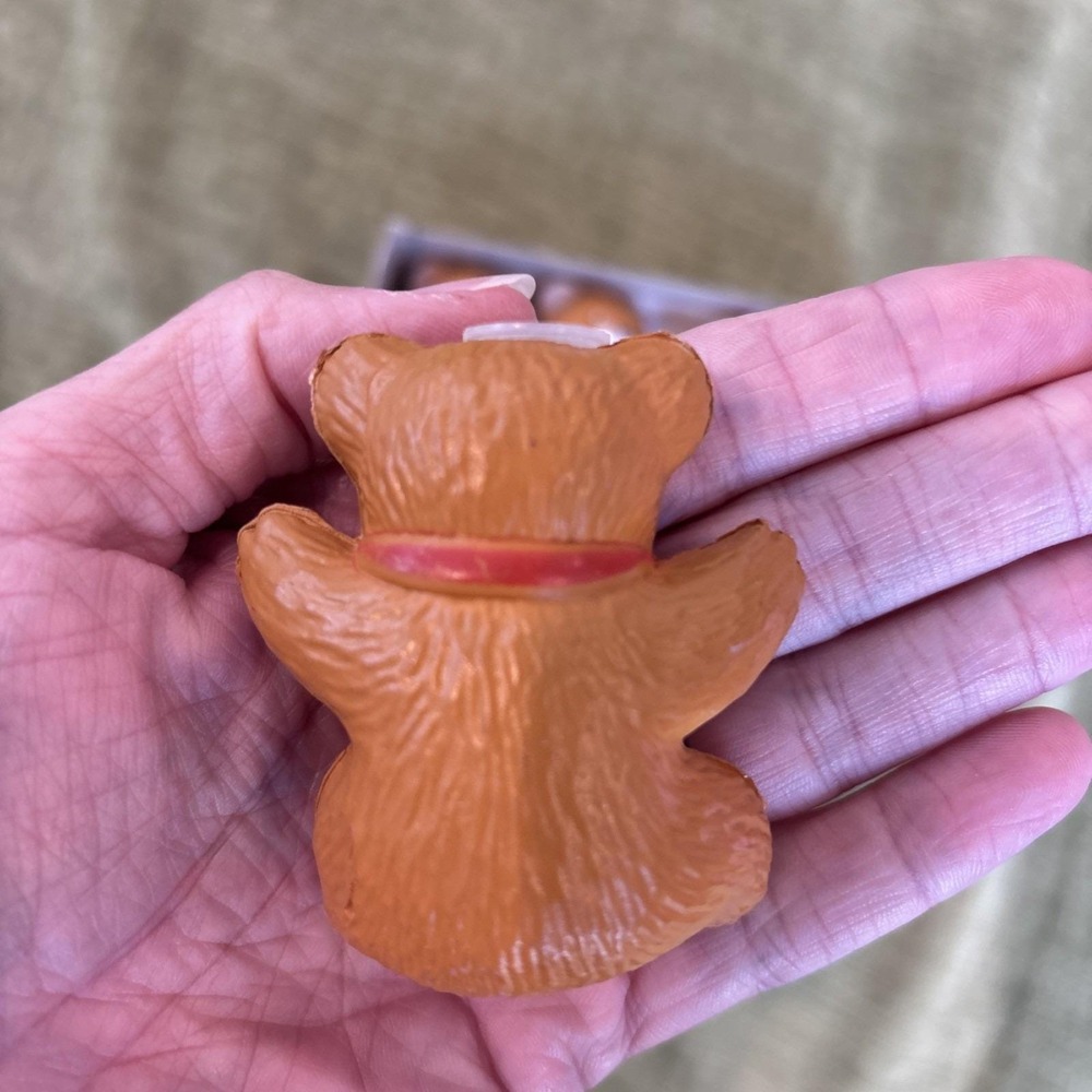 6 Vintage Cute Teddy Bear Red Bow Light Strand Covers Blow Mold Retro Tree Decor - Picture 7 of 8